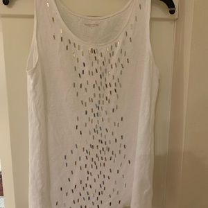 Eileen Fisher linen tank top with accents M